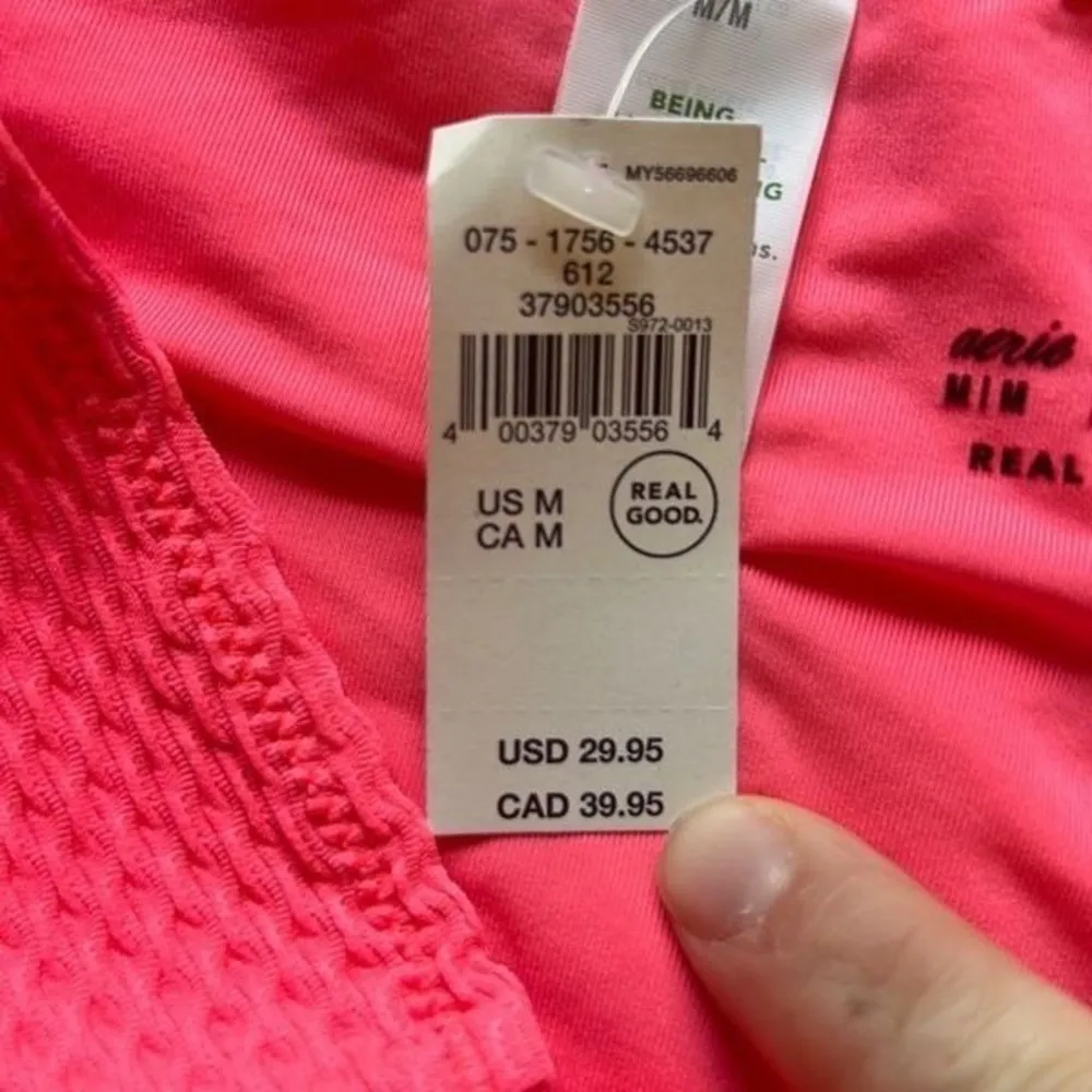 Aerie High Waisted Full Coverage Textured Bikini‎ Bottoms Coral Medium M - Image 4