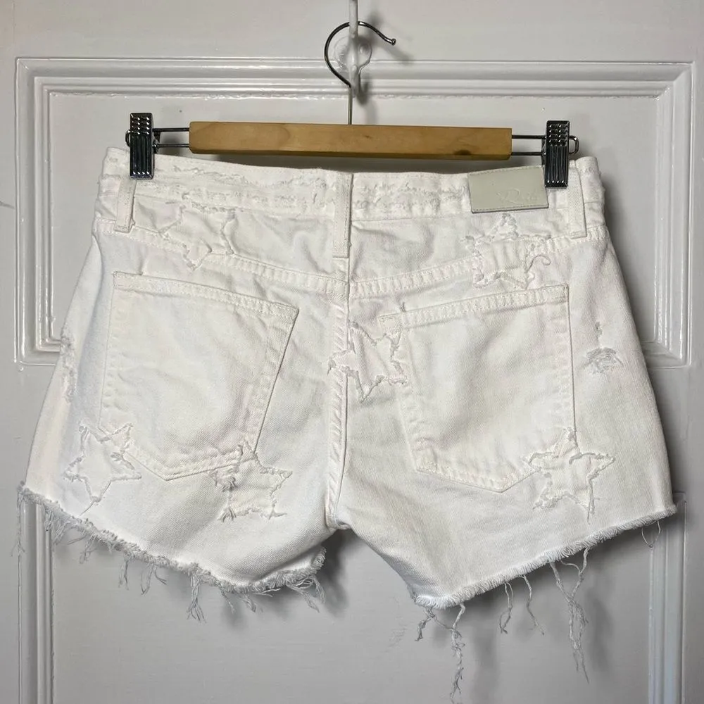 RAILS Logan Star Pattern Distressed Denim Shorts White Sz 24 - Image 8