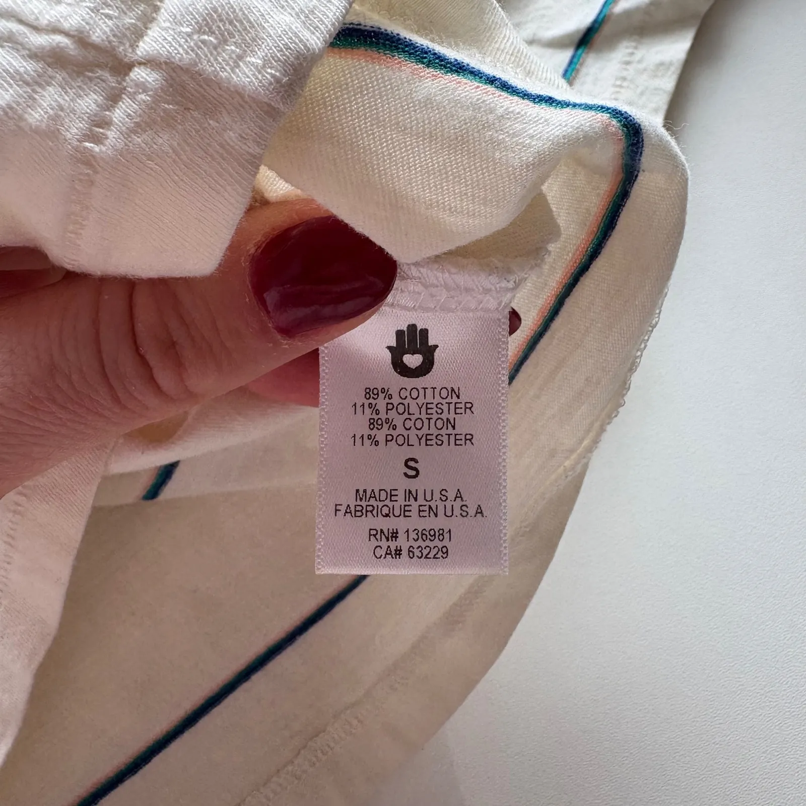 Spiritual Gangster Striped T Shirt Grateful State of Mind Cream Teal Size Small - Image 8