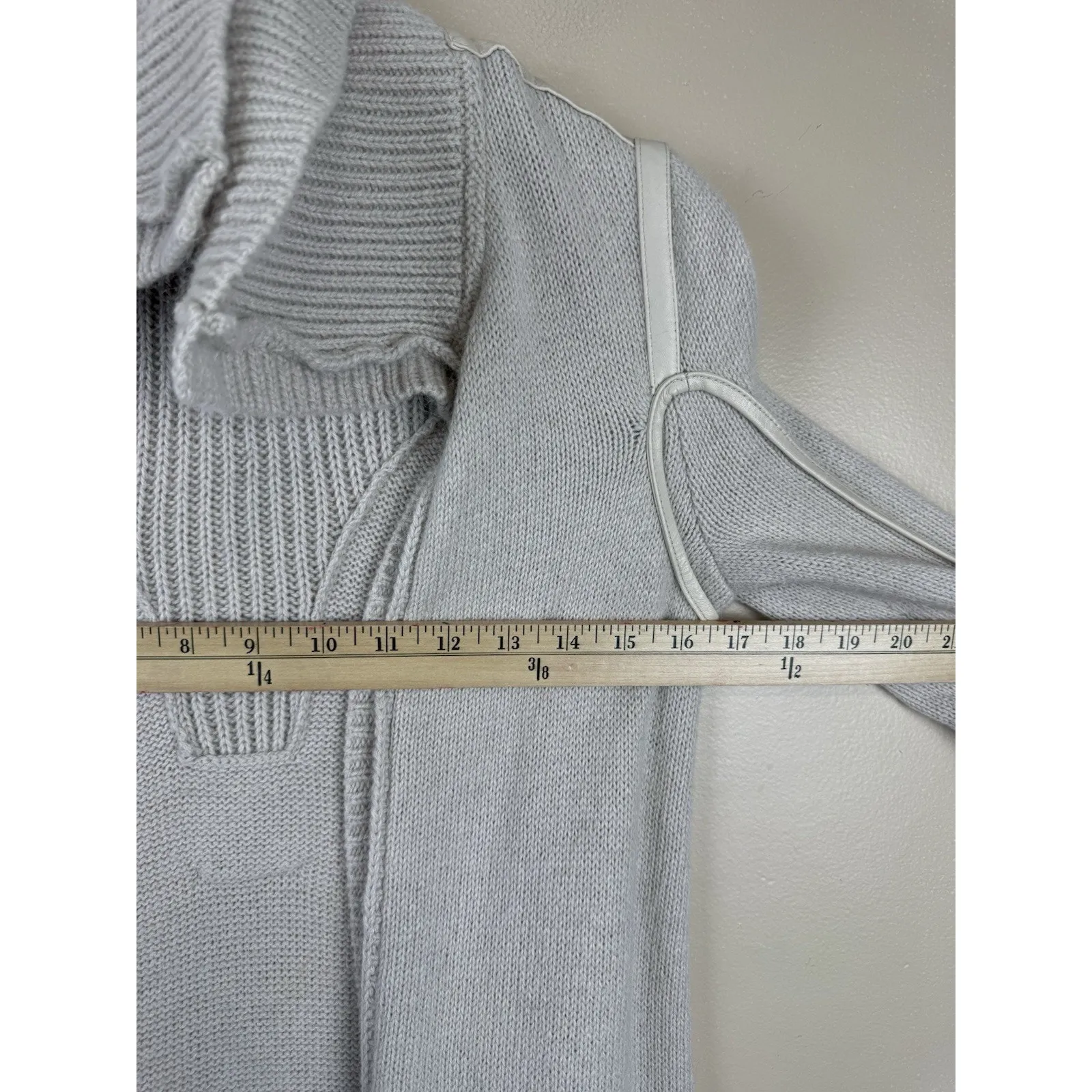 Armani Exchange Women’s Long Cardigan S Cream Beige Wool Cotton Alpaca - Image 14