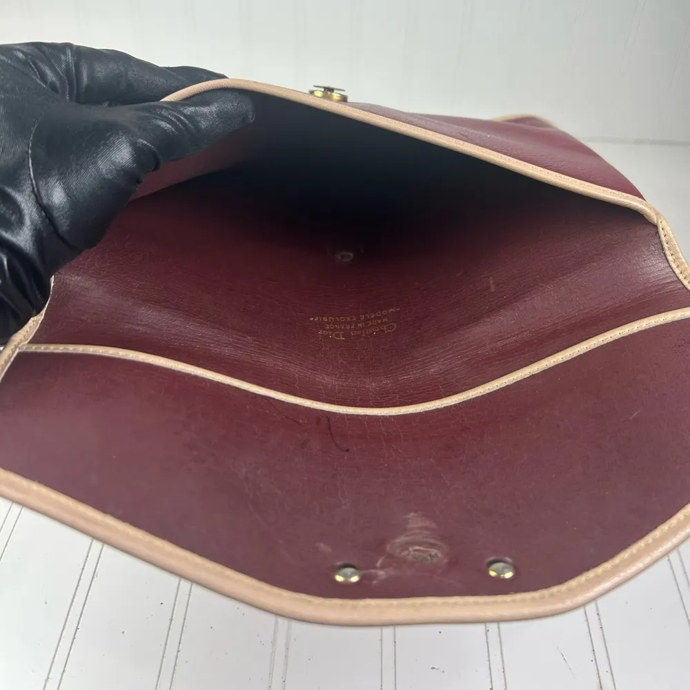 Christian Dior Burgundy Leather Clutch - Image 7