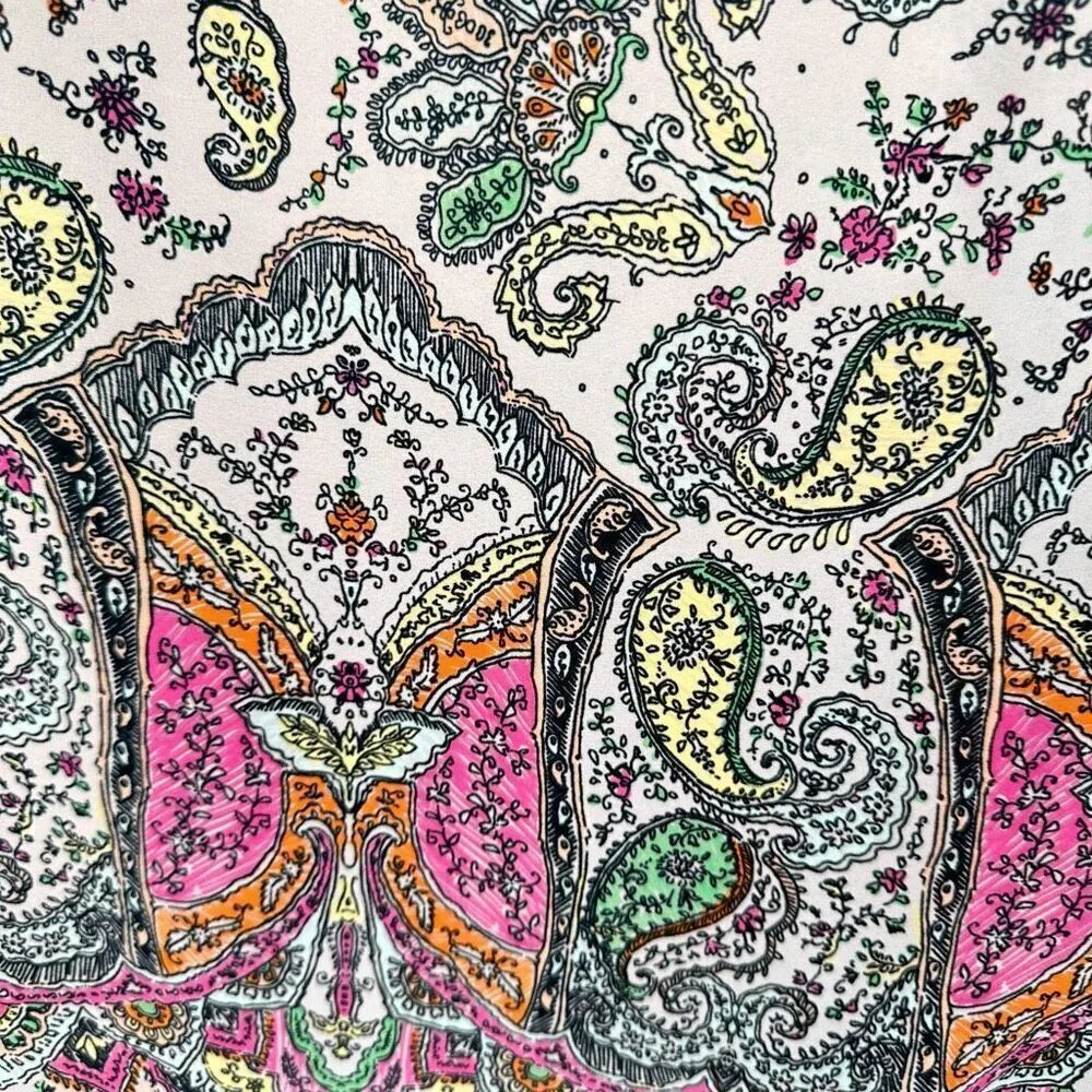 Daniel Rainn Women Sleeveless Paisley Floral Colorful Chiffon Blouse Medium Whit - Image 7