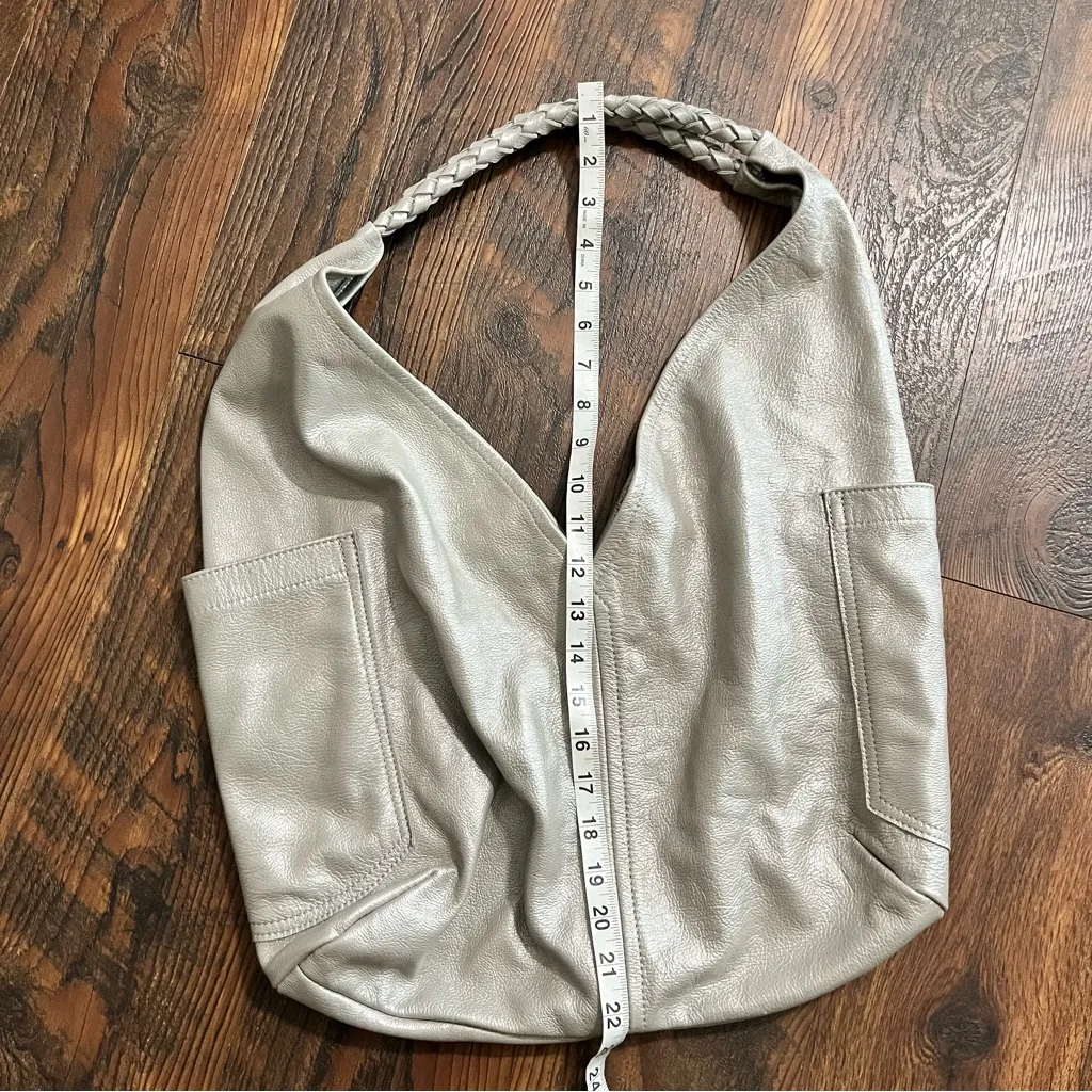 SATCHEL. HANDMADE IN SAVANNAH, GEORGIA BOHO JILL STEEL LEATHER BAG NWT $475 Silver - Image 4