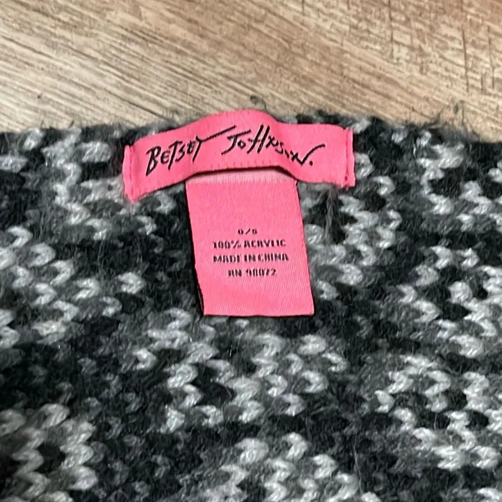 Betsey Johnson Womens Leopard Print Knit Scarf With Tassel Black Gray One‎ Size - Image 3