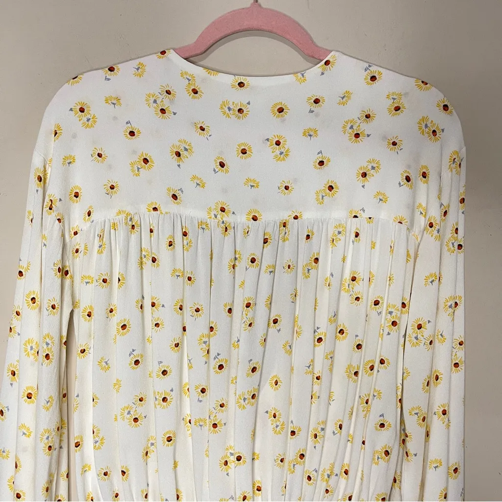 FREE PEOPLE Sunflower Flare Sleeve Tie Front Lace Bodysuit, Medium - Image 11