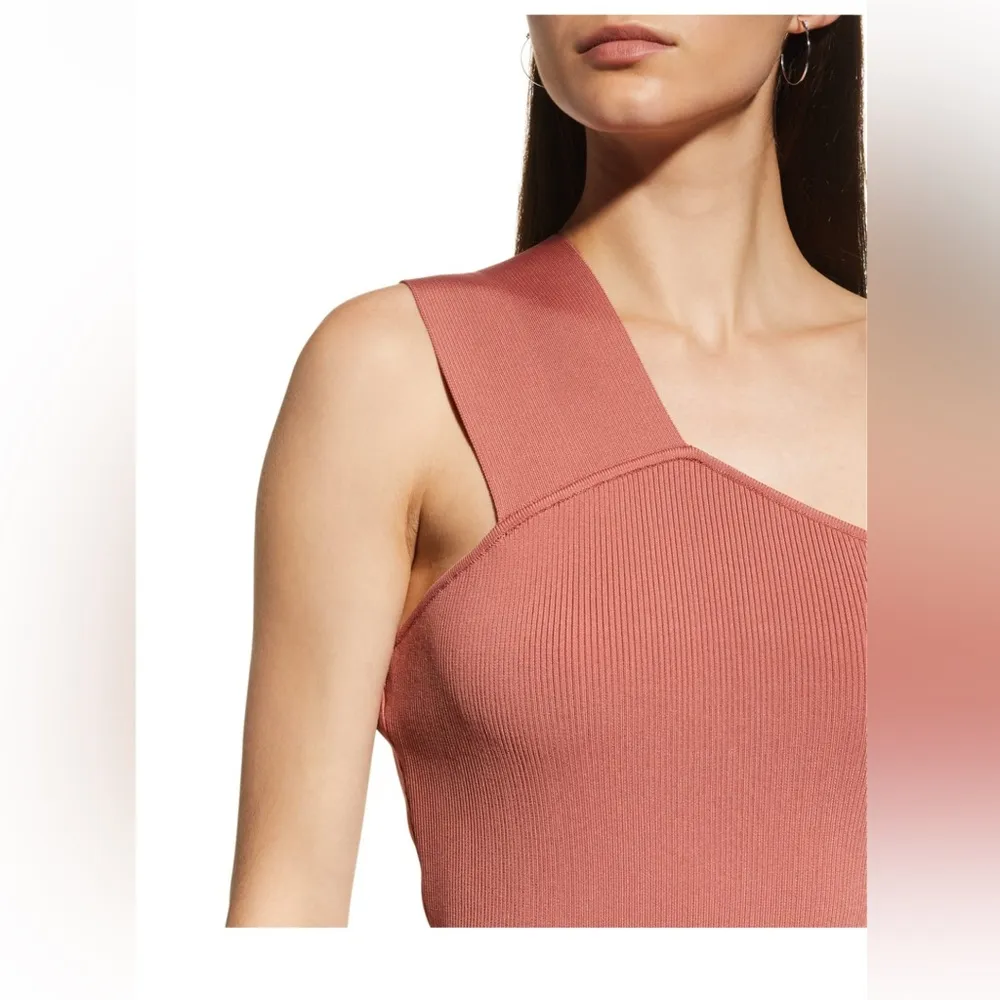 HERVÉ by Hervé Léger Asymmetric Ribbed Bandage Mini Dress - Image 4