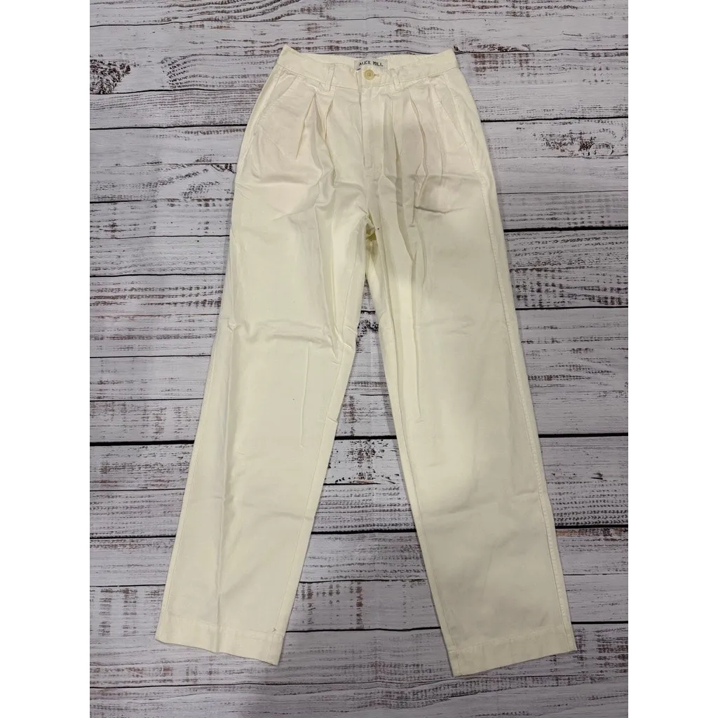NWT Alex Mill Women's Dress Pants Size 2 Beige Double Pleat Twill Straight Leg - Image 2
