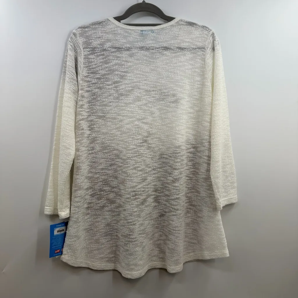 Notre Dame Fighting Irish Graphic open knit sweater P. Michael women's XL NWT White - Image 4