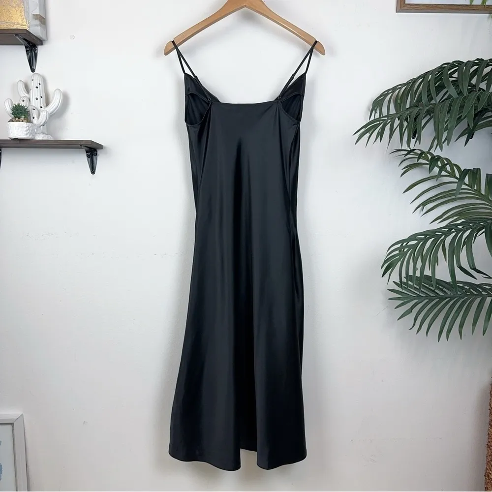 NWT J.ING Black Draped Collar Slip Midi Dress - Image 9