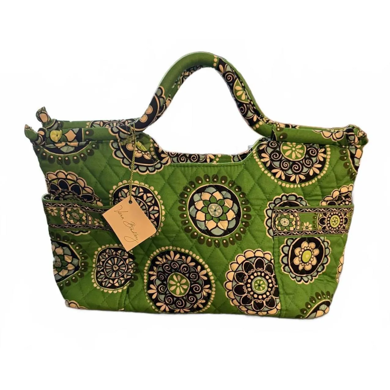 NEW Vera Bradley Gabby Satchel Cupcake Green Purse Handbag Floral Mendeley Quilt - Image 2