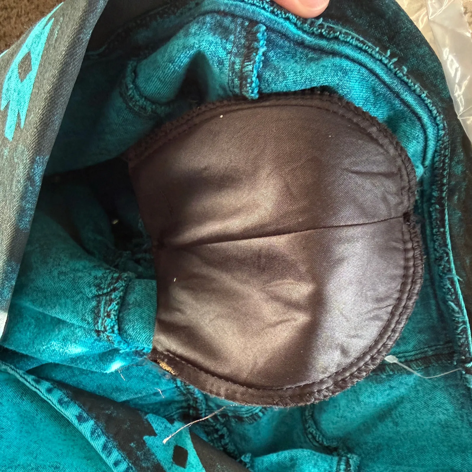 VTG Hand Painted Made in USA Southwestern Jacket Turquoise Black Fringe Beaded M Blue Size M - Image 8