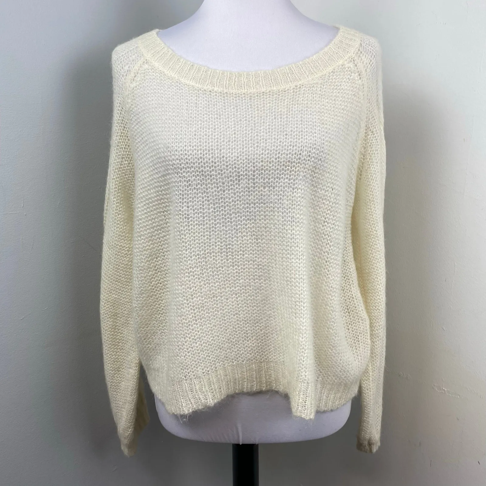 Anthropology Ivory Rosie Neira Homeward Pullover Loose Knit Alpaca Sweater SM - Image 3