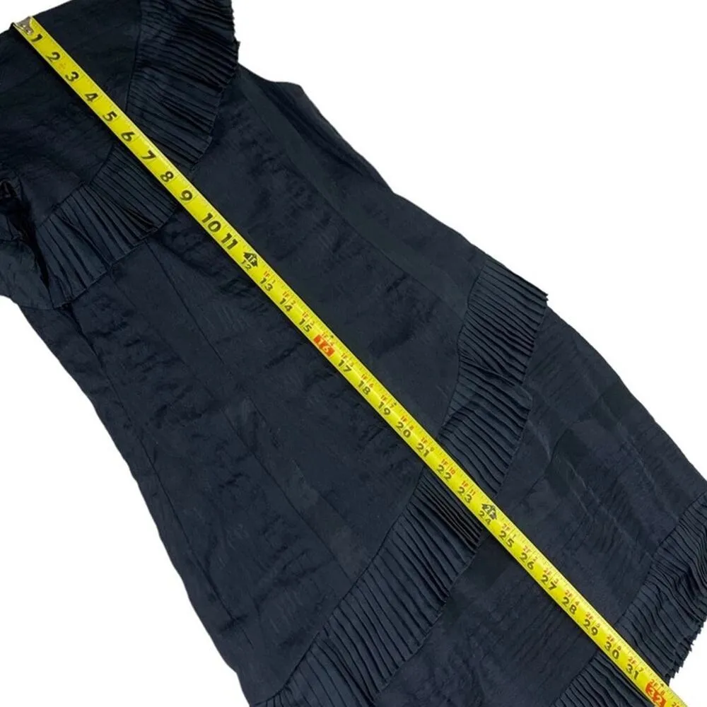 Frock! Tracy Reese | Size 6 | Linen Silk Asymmetrical Pleats Little Black Dress - Image 9