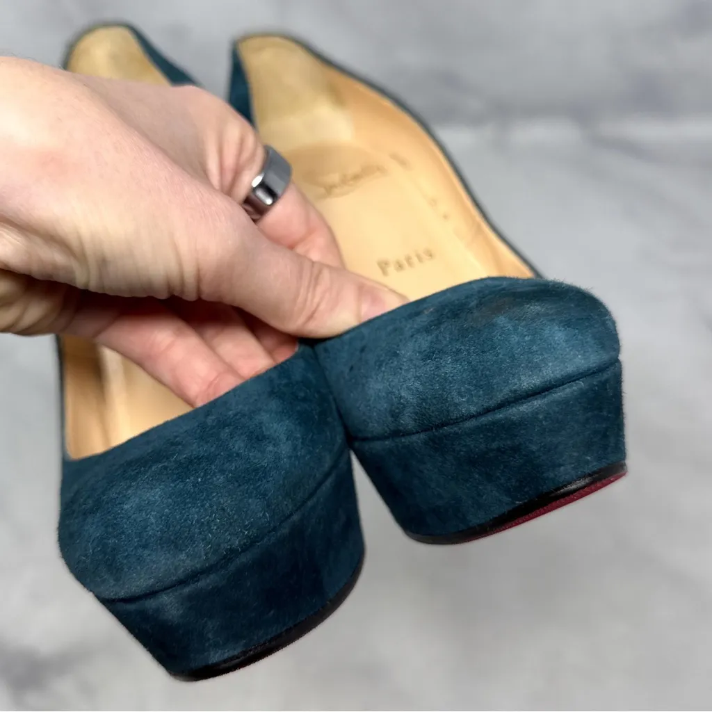 Christian Louboutin Bianca 140 Suede Veau Velours Platform Stiletto Pumps Heels - Image 5