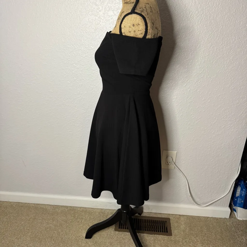 Lulus Play The Party Black Skater Fit Flare Dress Off Shoulder Size S Cocktail - Image 9