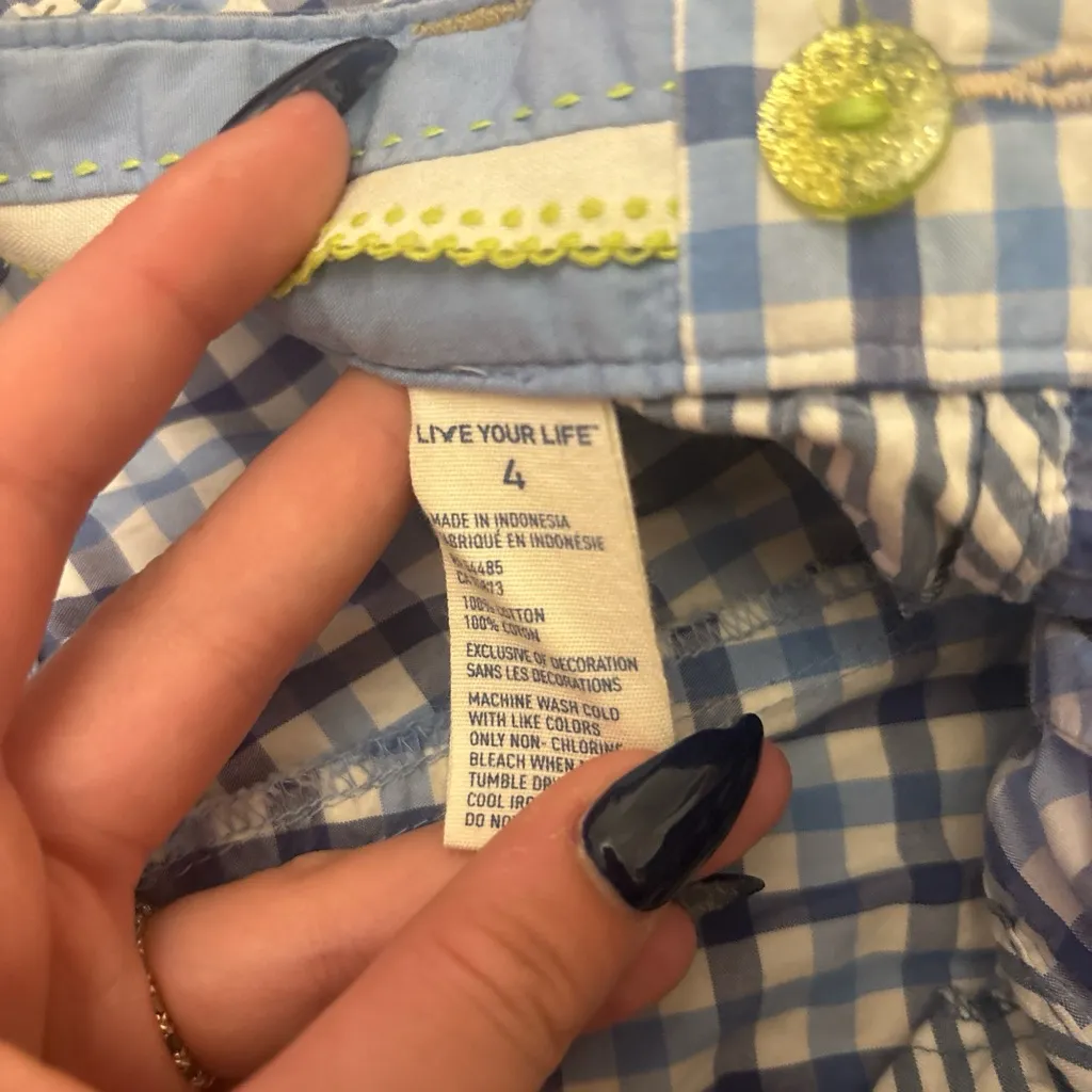 Y2K Blue Checkered womens Shorts - Image 3