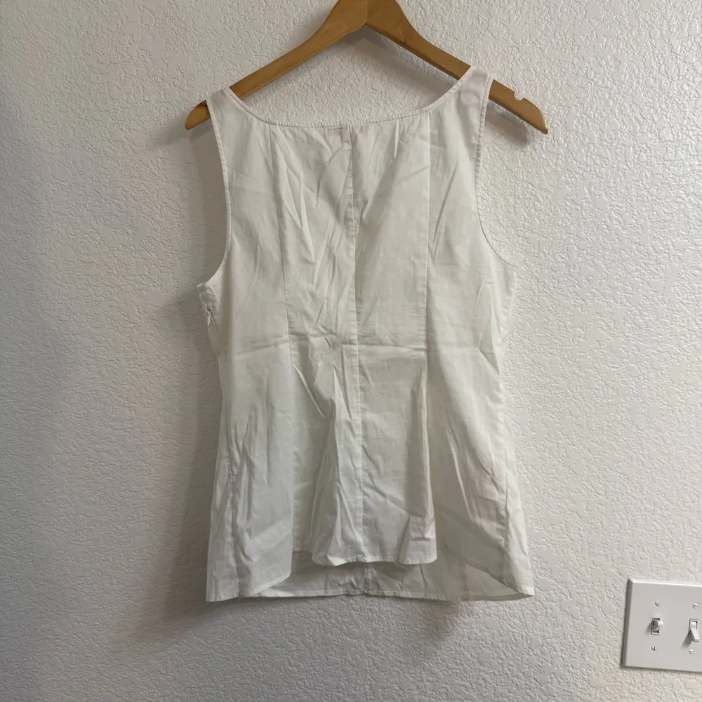 Rebecca Taylor Elegant White Sleeveless Bow Top Size 12 - Image 2
