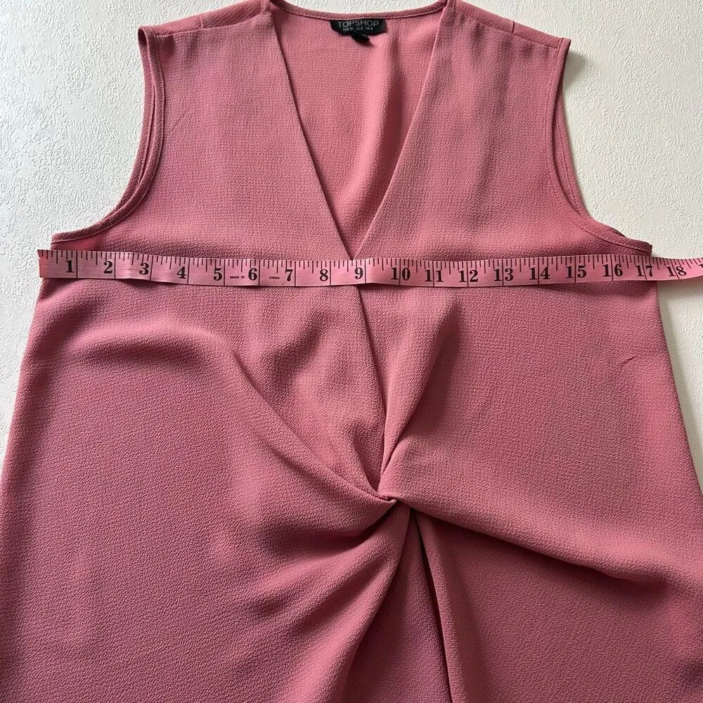 Topshop Pink Twist Front Sleeveless Blouse | Size 4 | Elegant Workwear Tank - Image 4