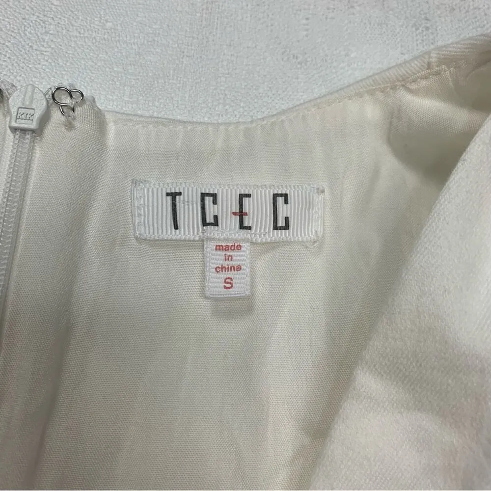 TCEC women's small white dress cutout tiered mini bridal shower fun summer beach - Image 3