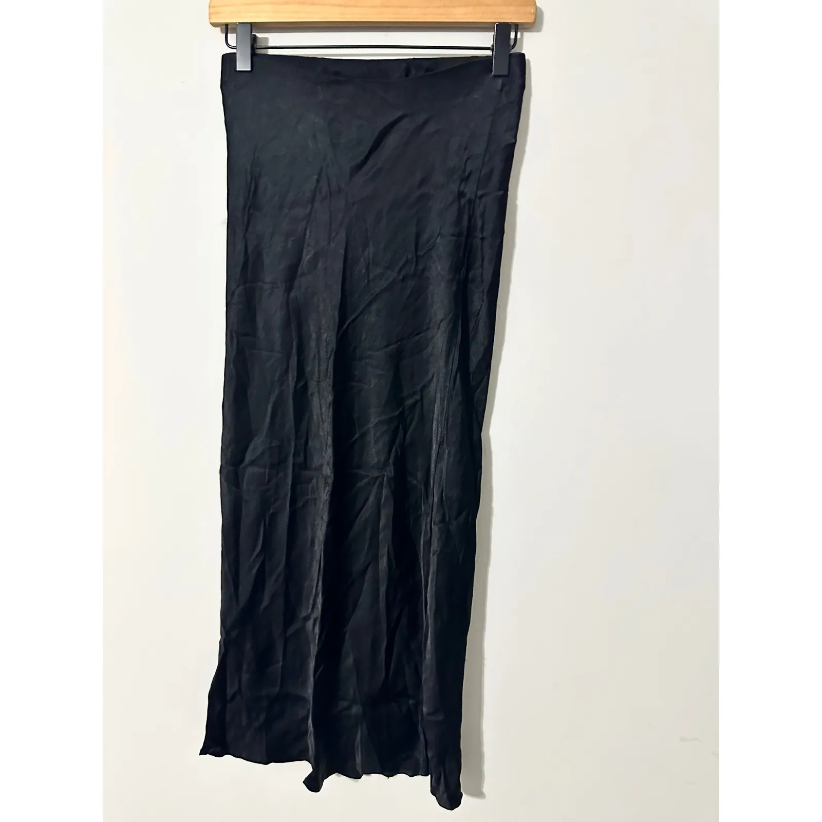RIPE Maternity Crystal Black‎ Satin Viscose Midi Slip Skirt Size XS Black - Image 5