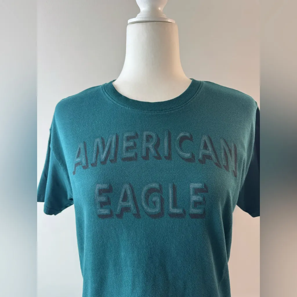 American Eagle Outfitters Graphic Dark Teal Short Sleeve Crop Tee Size XS - Image 11
