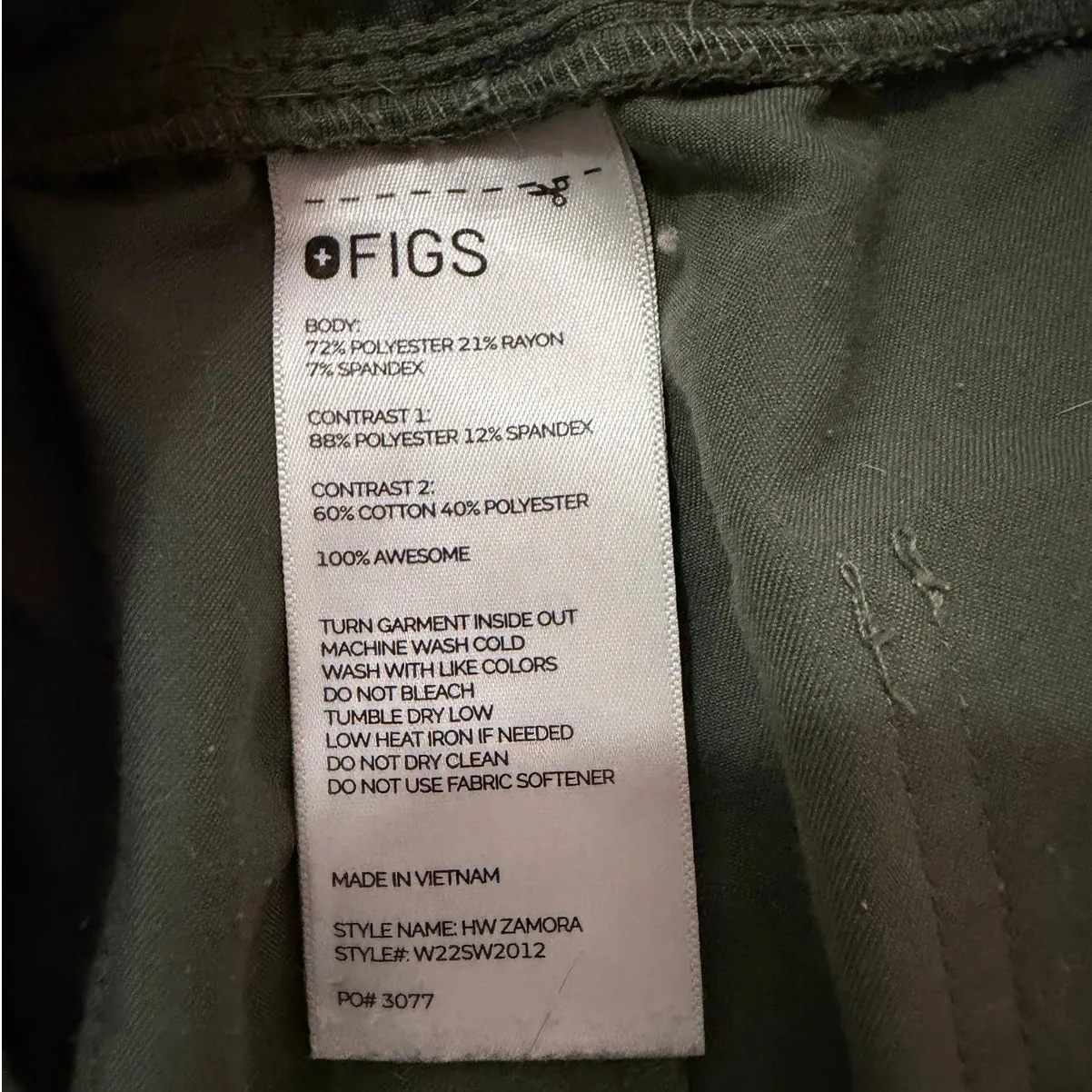Figs High Waisted Zamora Moss Green Jogger Scrub Pant Size Medium - Image 2