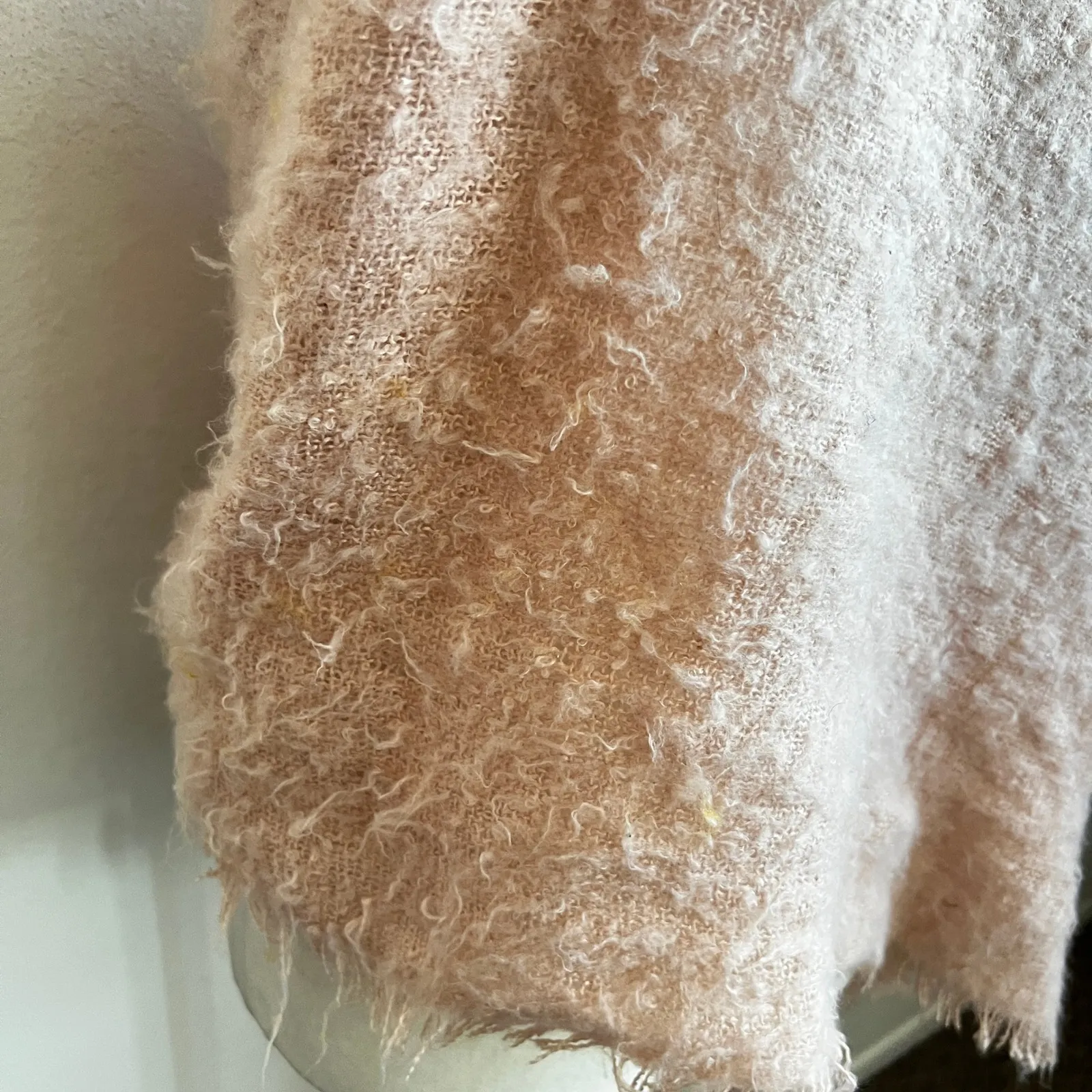 Anthropologie Shawl Wrap Scarf Lilac Light Soft Woven Oversized Fringe Trim Pink - Image 3