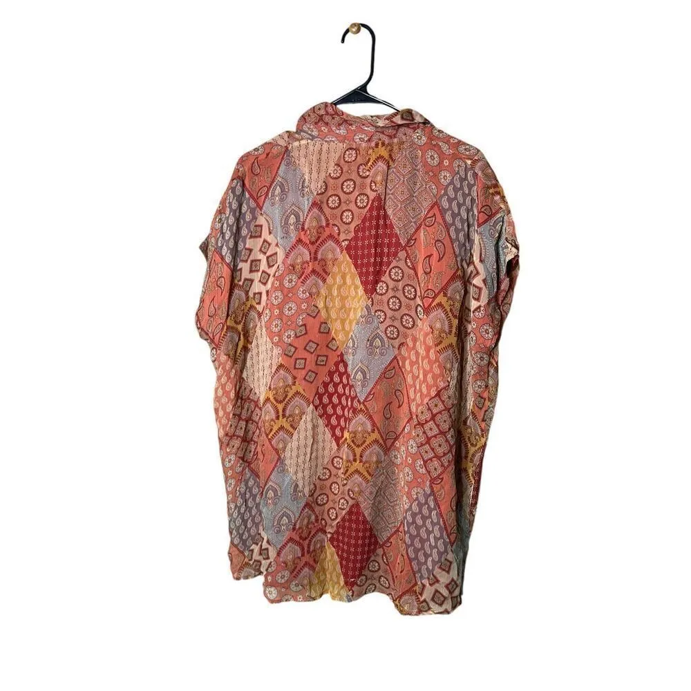 Sarah‎ Pacini Brick Viscose Patchwork Blouse Size XS NWT Orange - Image 8
