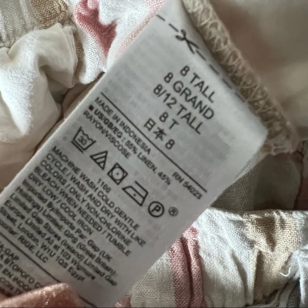 GAP Pastel Striped Linen Paperbag Waist Shorts 8 Tall - Image 10