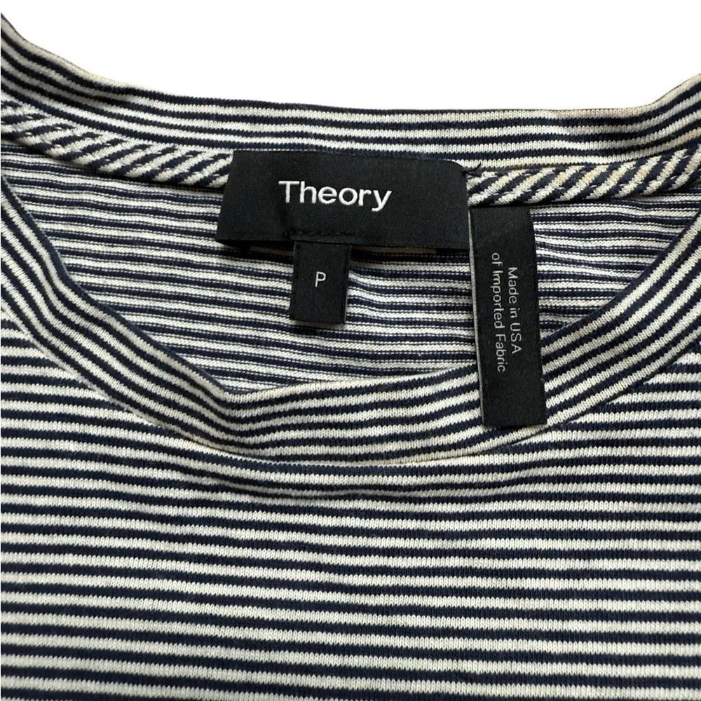 Theory Women's Striped Fitted T-shirt In Black White petite small - Image 3