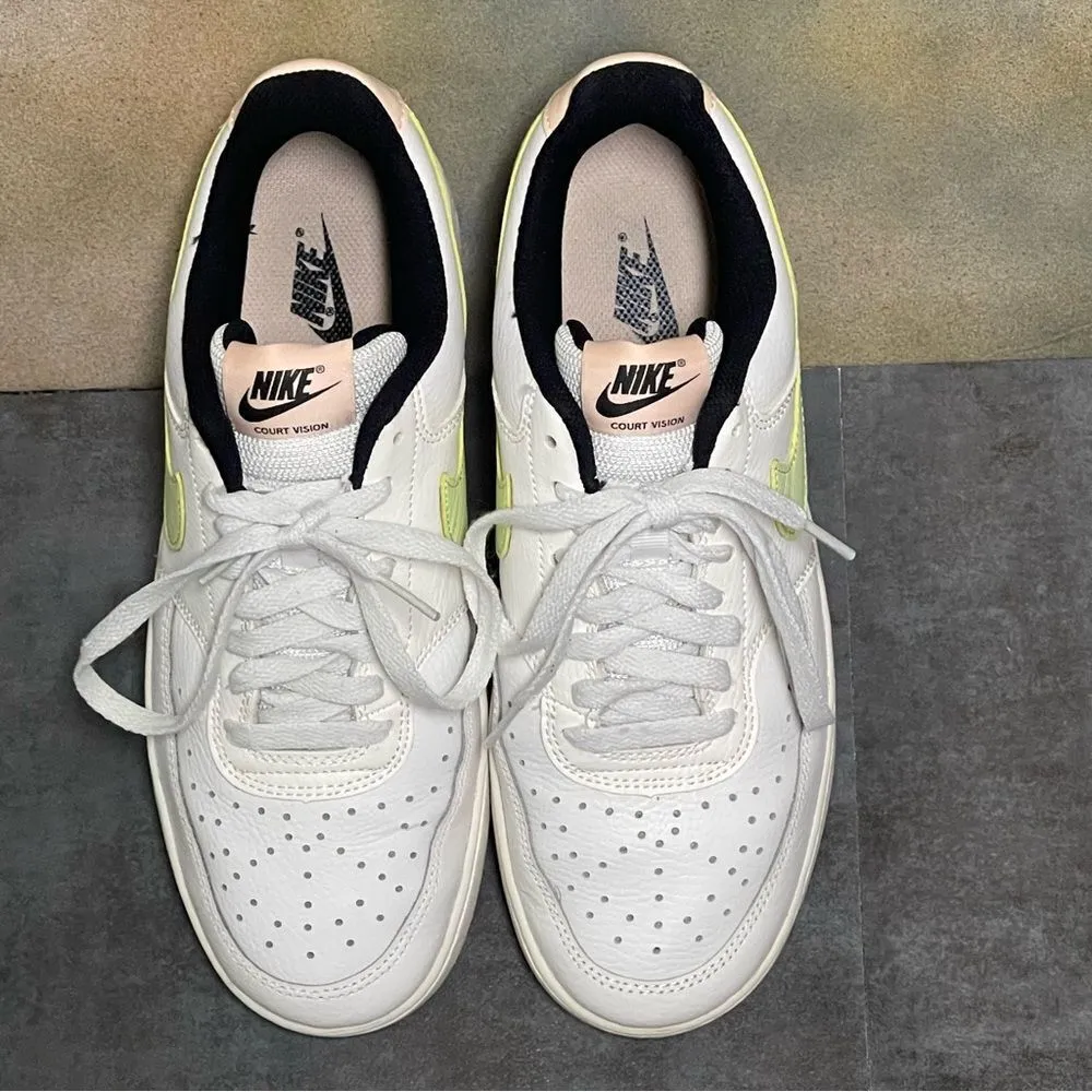 Nike Court Vision  White/Green Women's Leather Tennis Shoes Size 9 - Image 8