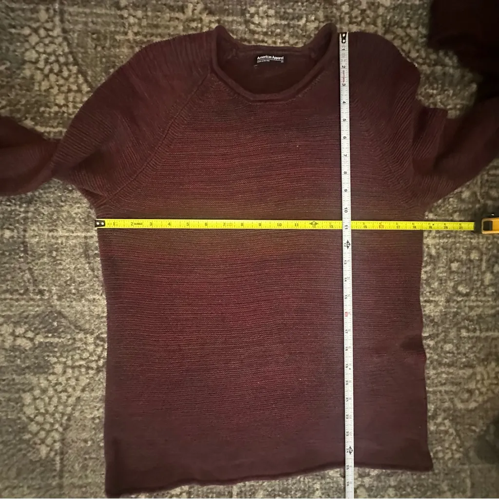 American Apparel Vintage Womens Size XS Burgundy Maroon Marled Roll Neck Sweater - Image 6