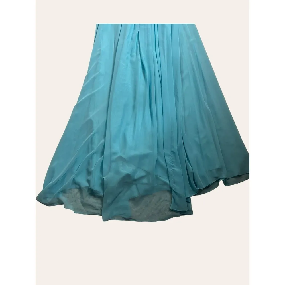 La Femme 15081 Aqua Blue Strapless Beaded Prom Formal Gown Size 6 - Image 12