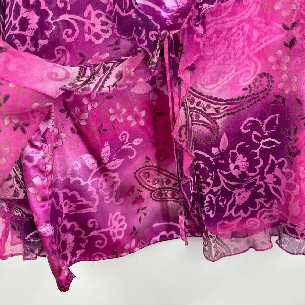 Vintage Y2K Pink Floral Tank Top Cardigan 2 Piece Set Early 2000s Coconut Girl - Image 5