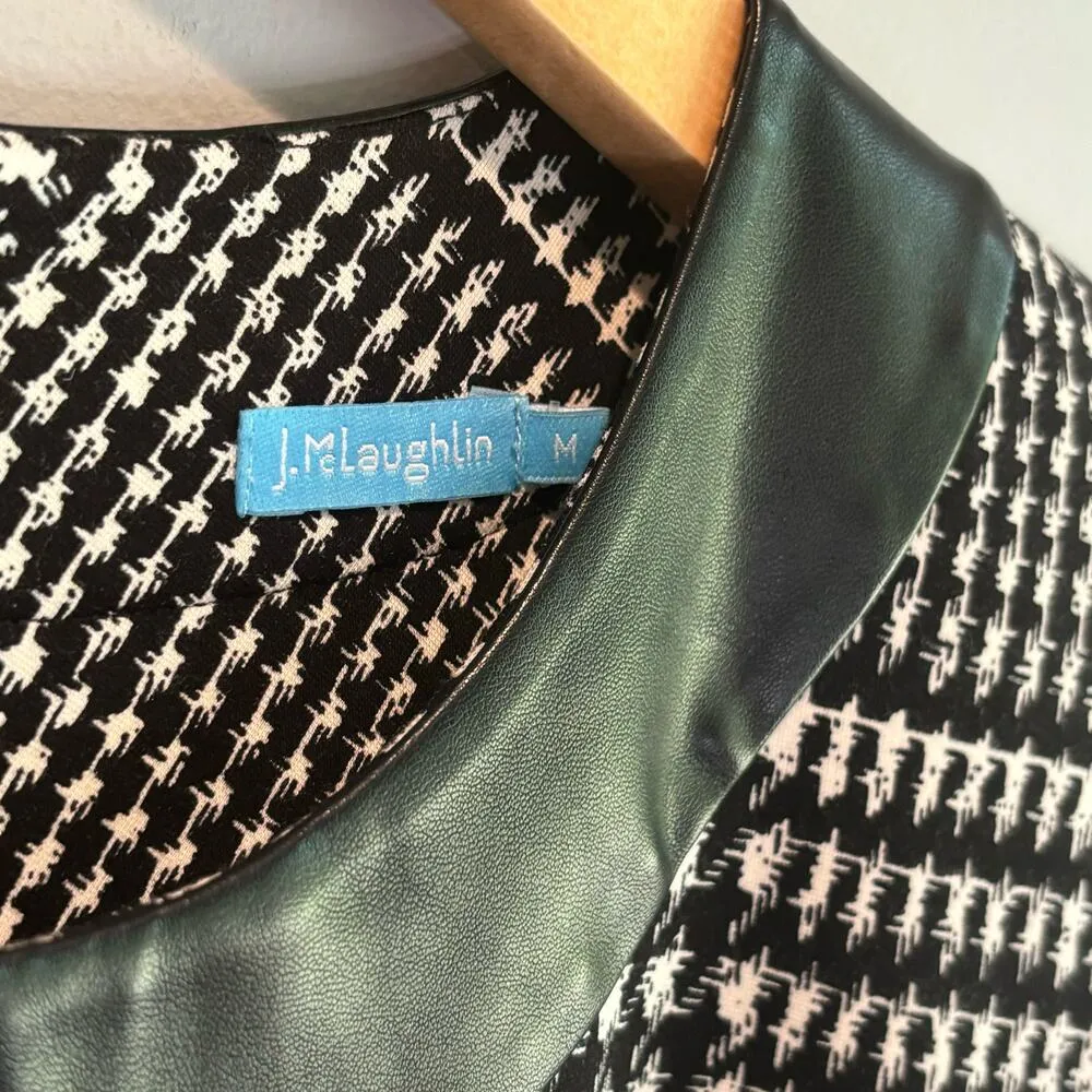 J. McLaughlin Houndstooth Sleeveless Fit & Flare Scuba Knit Dress - Medium - Image 5