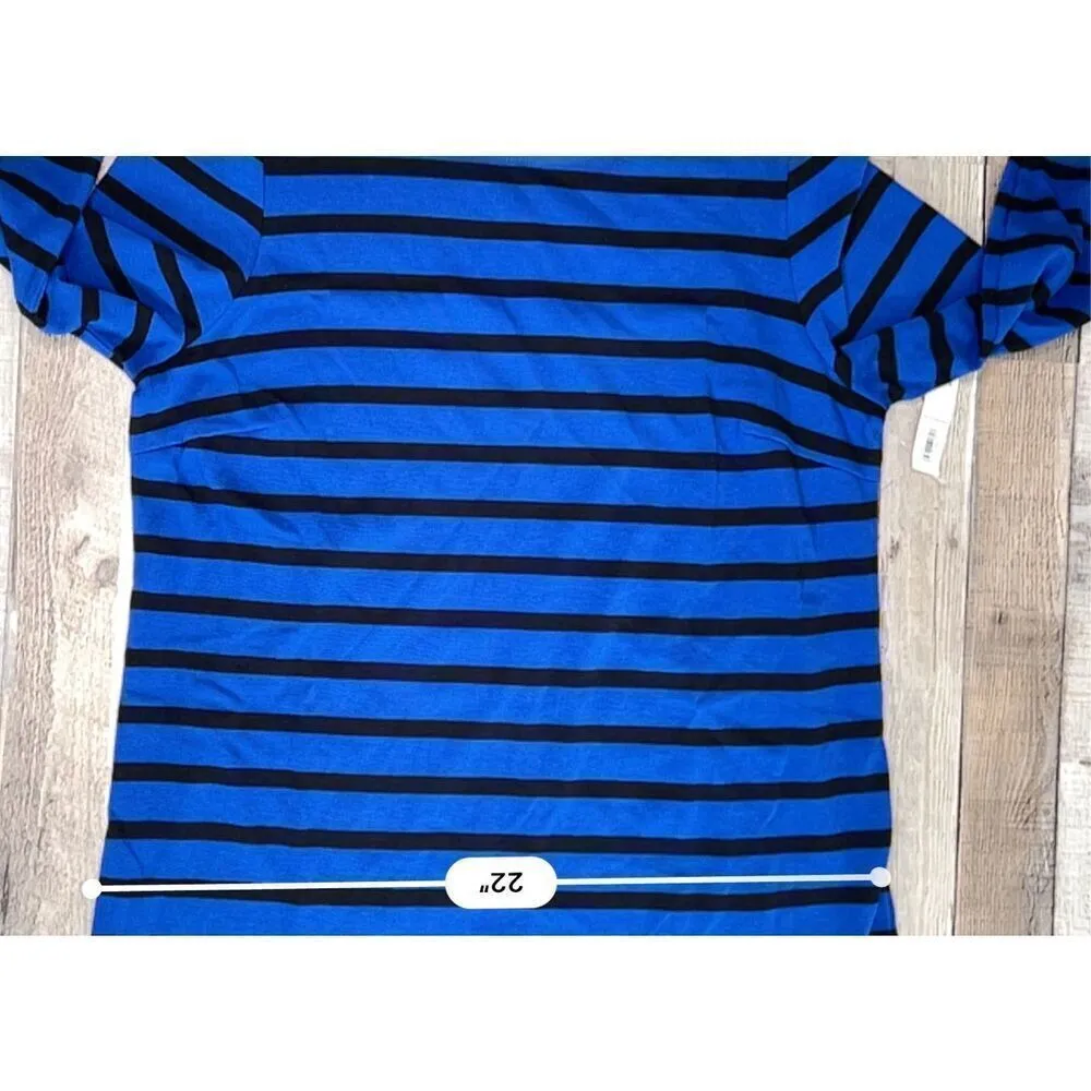 Old Navy Heavyweight Knit Blue Black Striped A-line Dress Sz‎ Large NWOT - Image 7