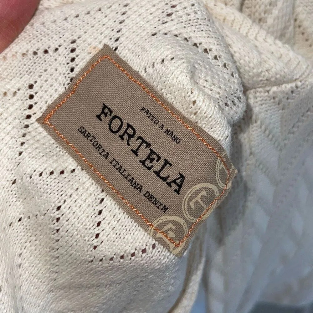 Fortela Womens Two Button Notch Lapel Long Sleeve Knit Blazer Cream Size 10 US 4 - Image 8