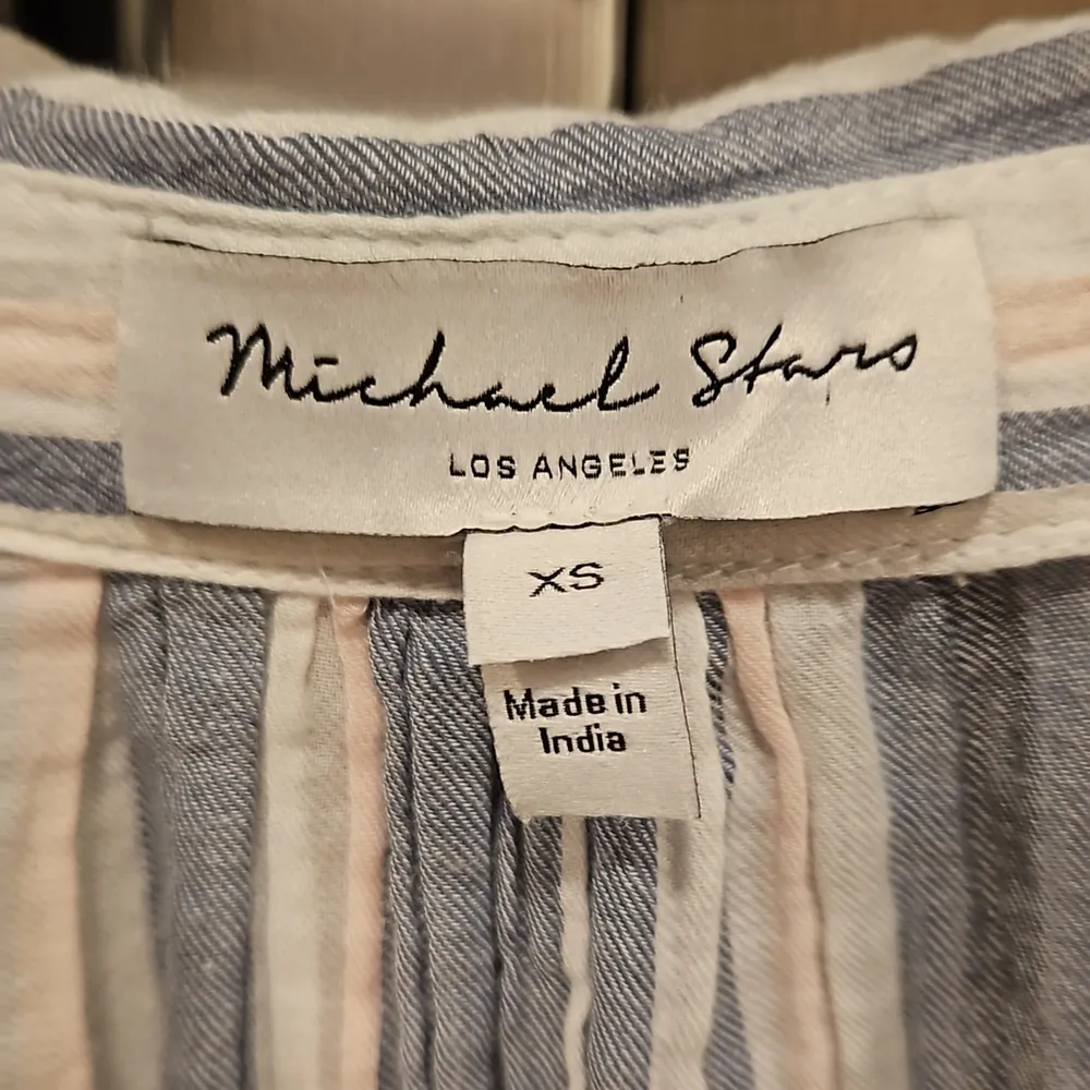 💕MICHAEL STARS💕 Vita Midi Long Sleeve Shirt Dress ~ Blue White Pink Striped XS - Image 8