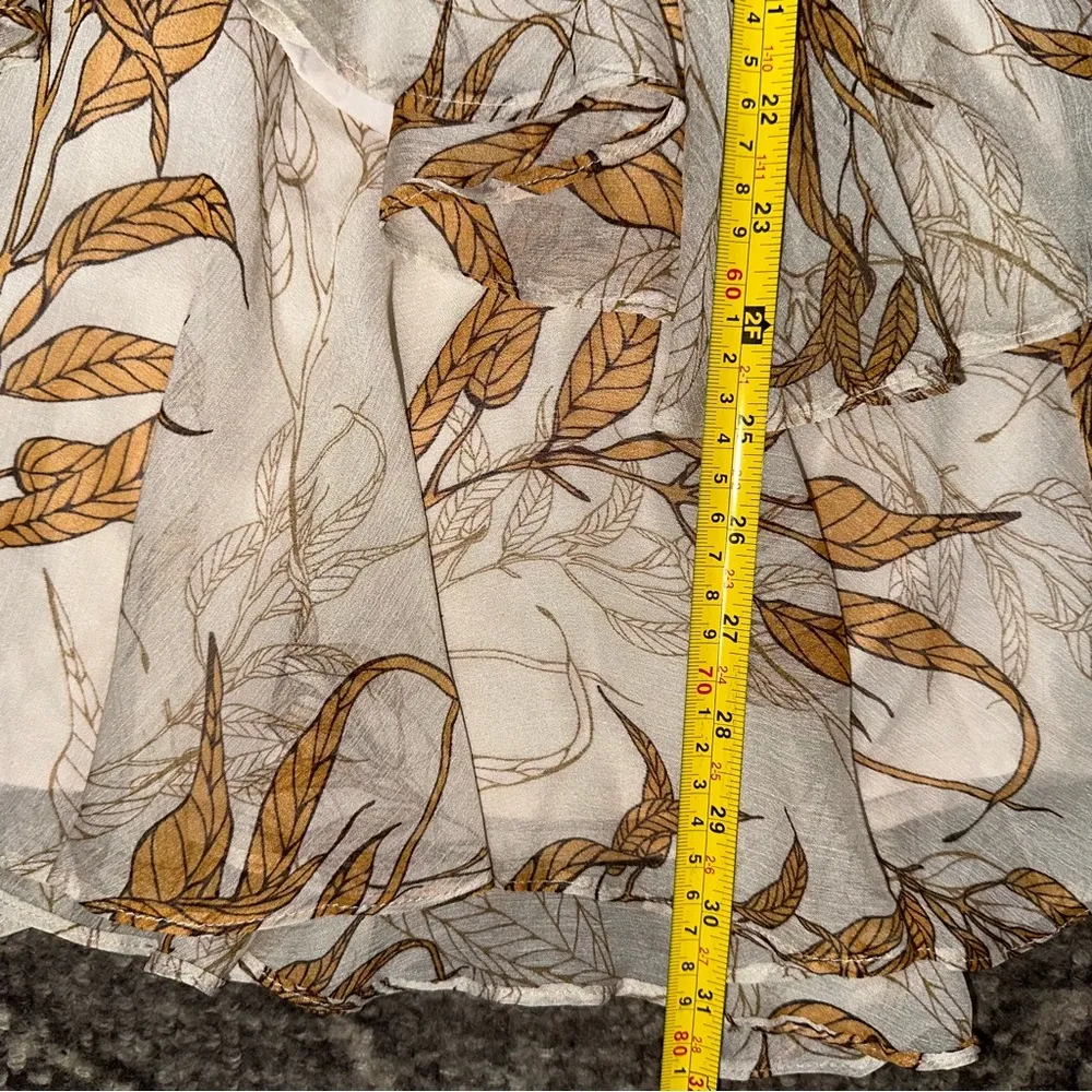 Aladore Womens Size M Tan Beige Floral Print Ruffle Cami Shoulder Tie Mini Dress Size M - Image 11