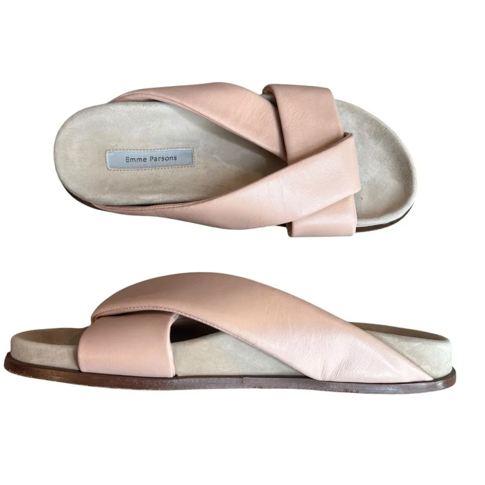 Emme Parsons Size 37 Folded‎ Slide Sandals Blush Pink Nappa Leather Minimalist - Image 4