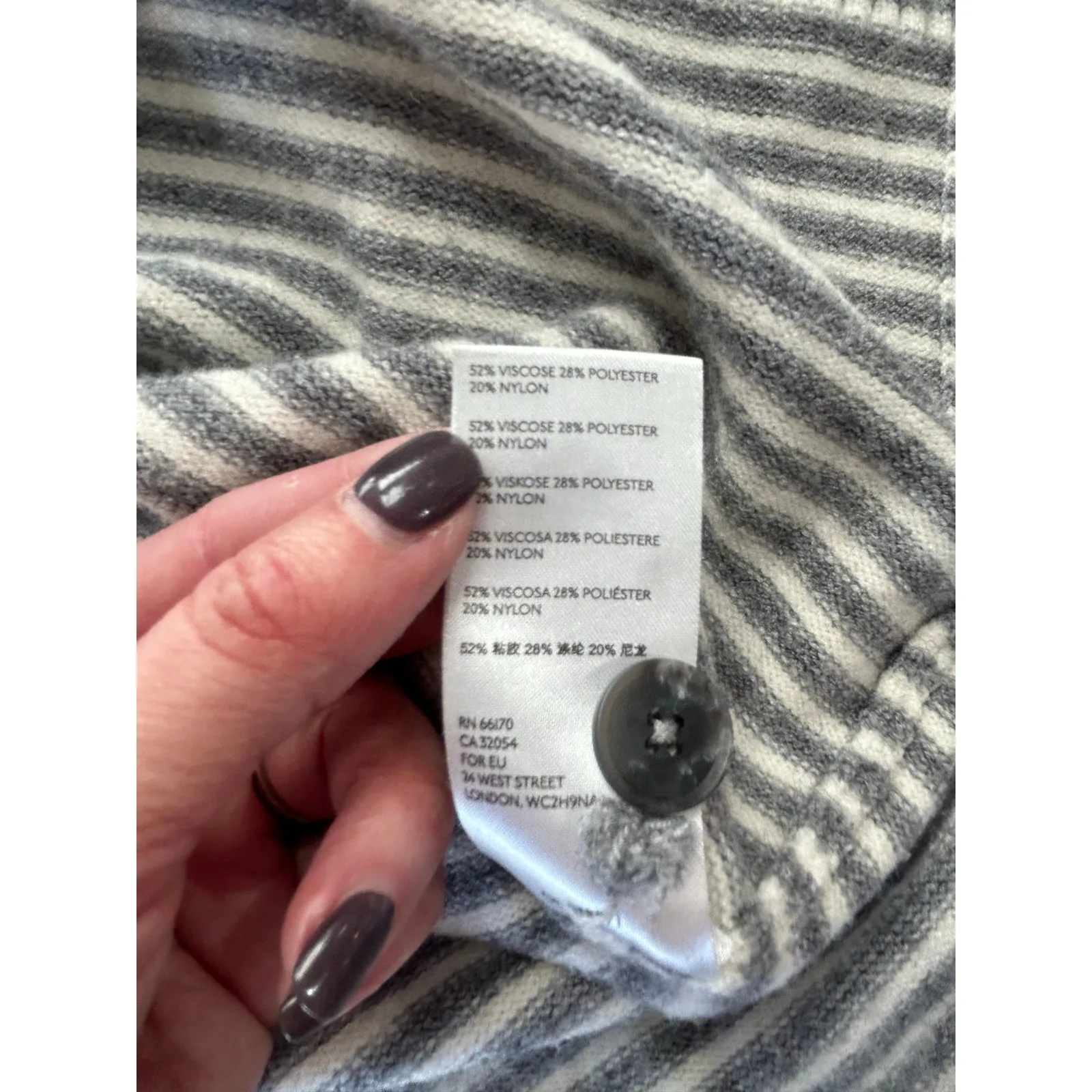 Anthropologie Serena grey striped sweater size M v neck henley - Image 4