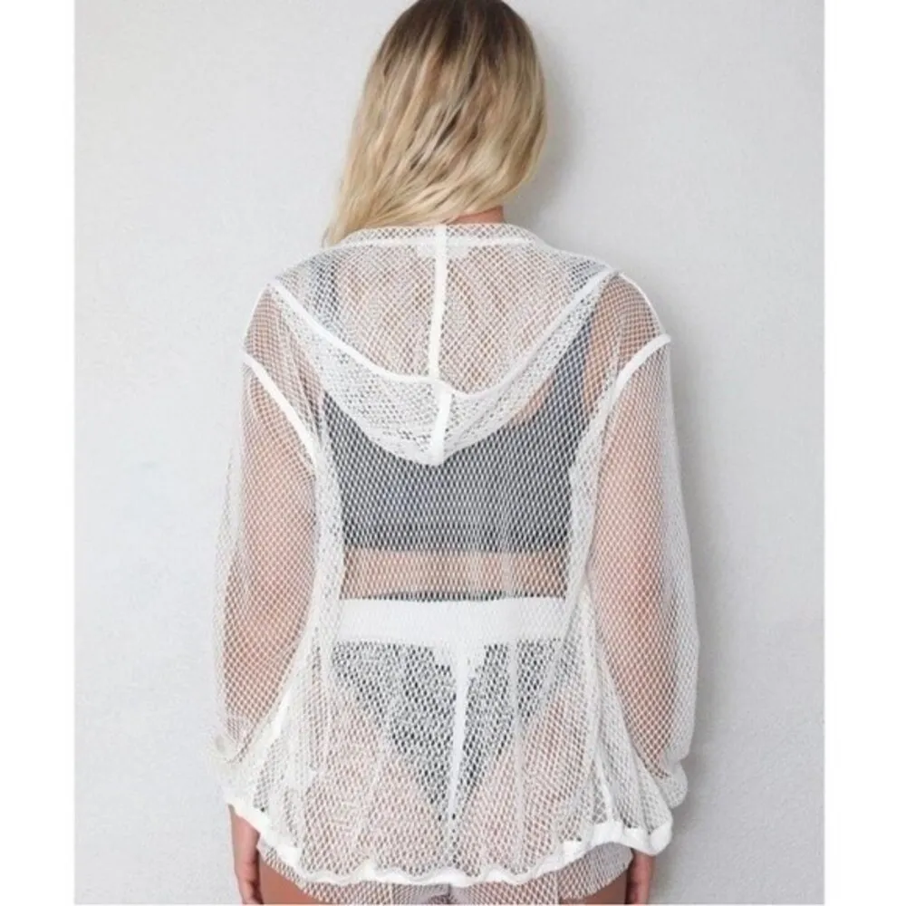 Tribe Kelley Malibu White Mesh Nothing But Net Sweater Hoodie Gym Cover Size XXS - Image 4