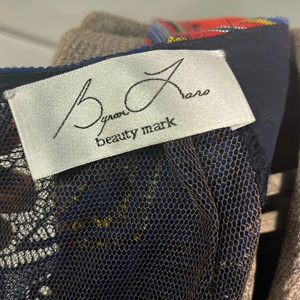 Byron Lars Multicolor Bodycon Midi Dress Scoop Neck Sleeveless Mesh Bead Size 4 Red - Image 7