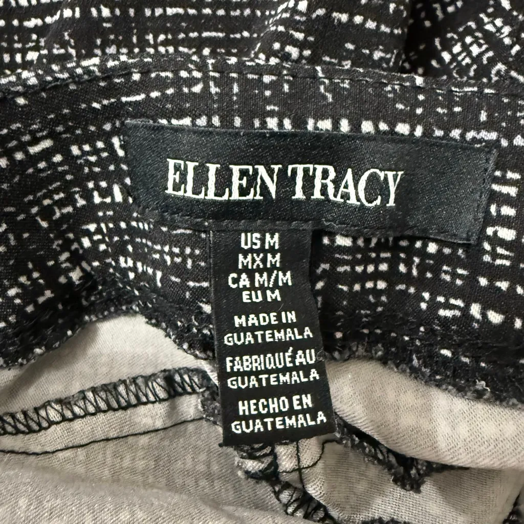 Ellen Tracy Women’s Pants M Black White Abstract Print Ankle Pull On Stretch - Image 7