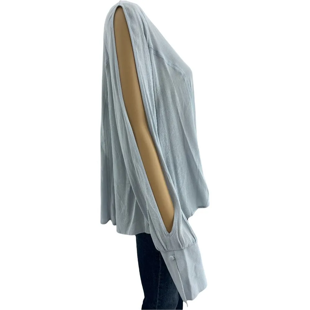 BP Brass Plum LARGE NWT Gray Top Blouse Long Split Sleeve V Neck - Image 2