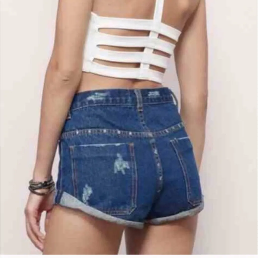 Tobi High Waisted Denim Shorts - Image 2