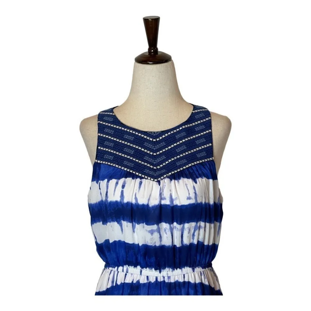 Gianni Bini GB Blue And White Striped Tie Dye Sleeveless Maxi Dress Size M - Image 4