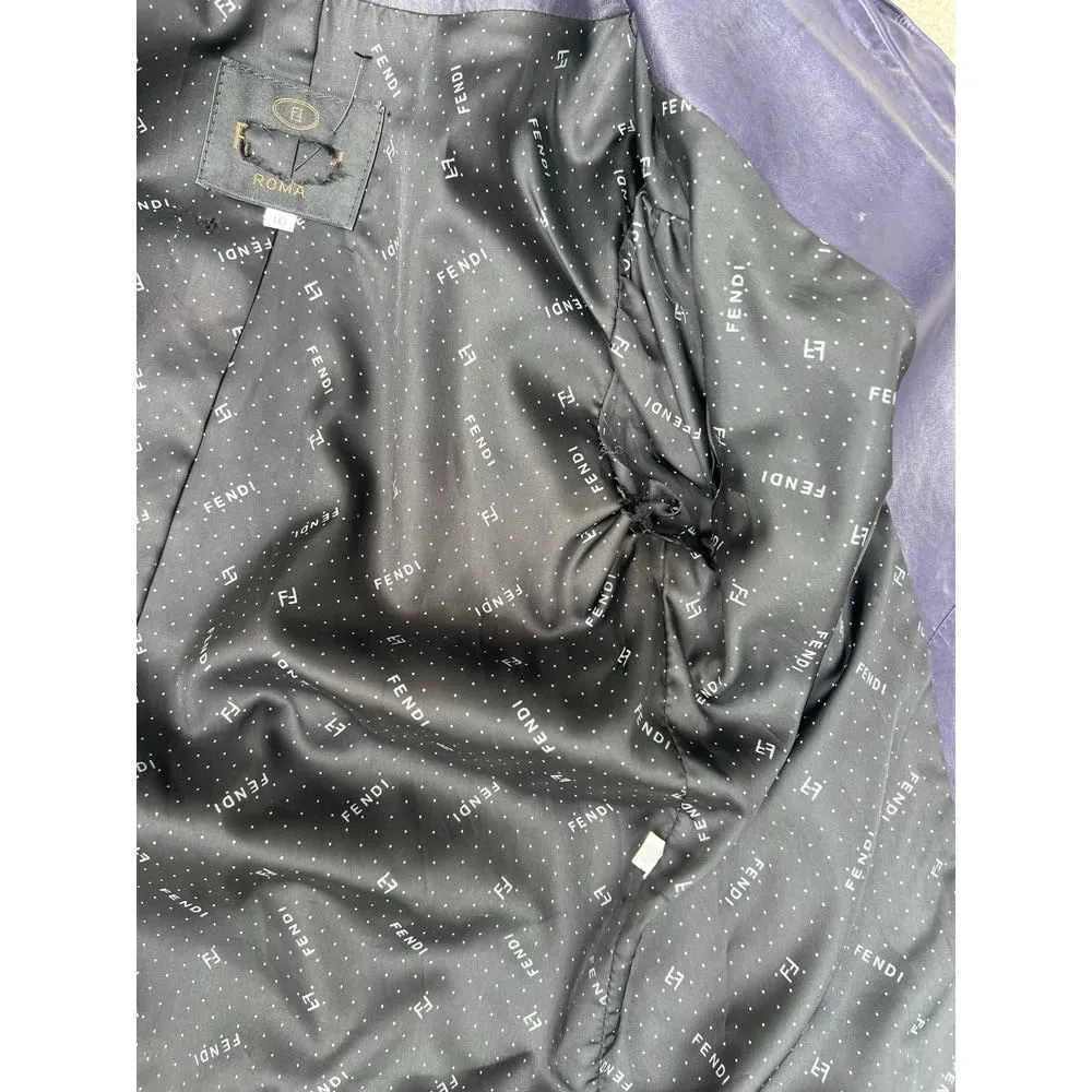 FENDI 100% LEATHER PURPLE JACKET SIZE 10 AUTHENTIC VINTAGE - Image 12