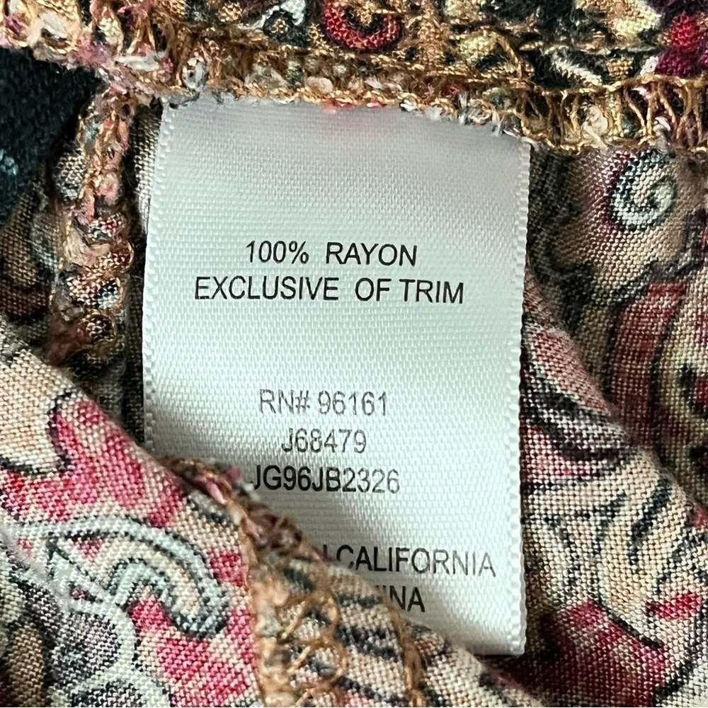 Boho Patchwork Print Wide Leg Pants Elastic Waist Lounge Festival Trousers XS - Image 6