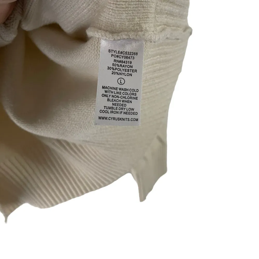 Raya Women's Size Large Cream Chunky Knit‎ Sweater - Image 7